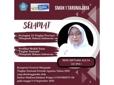 Reni Septiani (XII.IPA 1) Peraih Medali Emas Tingkat Nasional Bidang Bahasa Indonesia, Peringkat 16 