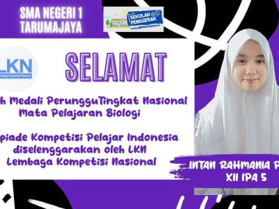 Intan Rahmania (XII.IPA 5) Peraih Medali Perunggu Tingkat Nasional Bidang Biologi