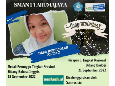Tiara Nurul Falah (XII.IPA 2) Peraih Medali Perunggu Tingkat Provinsi Bidang Bahasa Inggris, Harapan